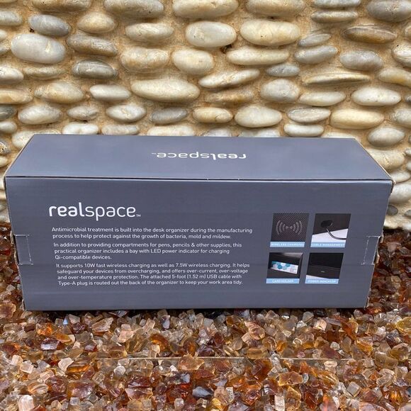 New NWT Realspace Desk Organizer w/Wireless Charger & Antimicrobial Treatment - Picture 9 of 10